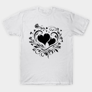 Elegant Heart Swirls Love Symbol Classic Look T-Shirt